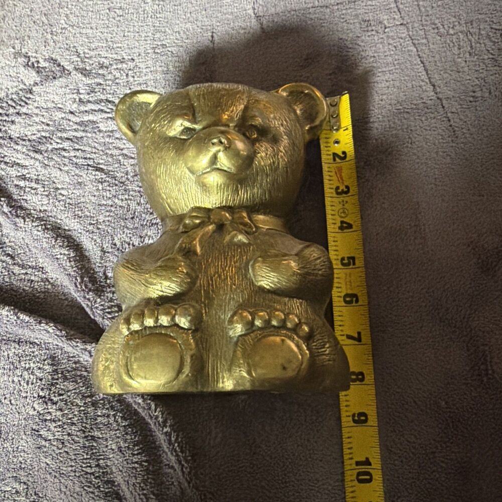 Vintage Brass Teddy Bear 8" Bank